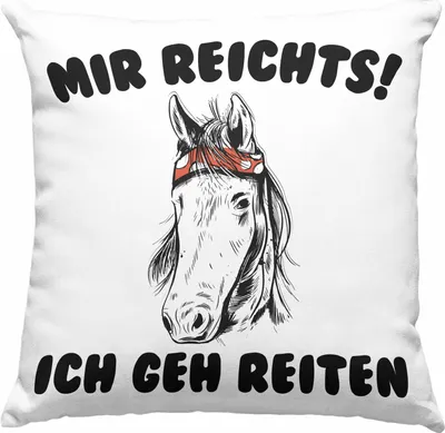 Produktbild von Trendation - Reiterin Deko-Kissen mit Füllung 40x40 - Mir Reichts Ich Geh Reiten - Pferde Deko-Kissen mit Füllung 40x40  Deko-Kissen mit Füllung 40x40 Mädchen Geschenk Pferdeliebhaber Sprüch (Blau)