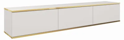 Produktbild von TV-Lowboard MELI 175 cm Weiß Gold Fernsehschrank mit 3 Klappen, Wohnzimmer, TV-schrank, Medienmöbel