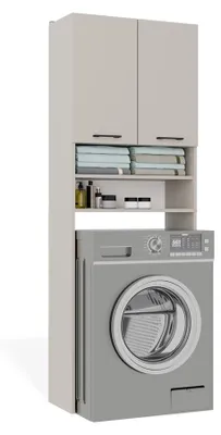 Image de raumhirsch : Armoire de rangement pour lave-linge, avec deux portes, dimensions 64 x 30 x 180 cm