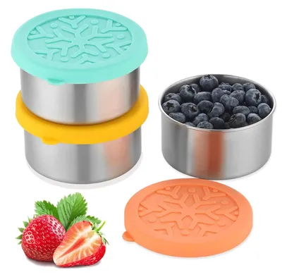 Snackbox-Set 3x220 ml Edelstahl mit Deckel, auslaufsicher
