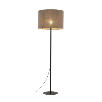 Immagine prodotto di Lampada da terra in metallo tessuto E27 165 cm nero marrone rotonda moderna
