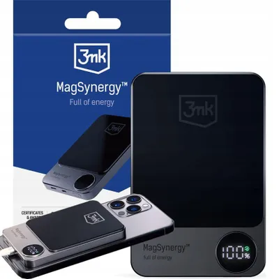 Produktbild von Powerbank 3mk Magsynergy 10000 mAh Magnetisches Laden USB-C 15 W Schlank