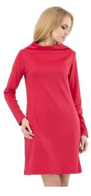 Produktbild von Damen Minikleid A-Form Kleid Tunika mit Kragen; Rot/S/36