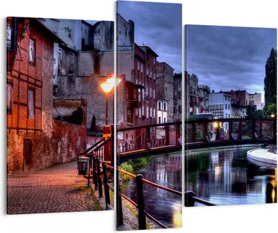 Produktbild von Bild auf Leinwand - Leinwandbild - Architektur Altstadt Stadt Fluss - 95x80cm - Wand Bild - Wanddeko - Leinwanddruck - Bilder - Kunstdruck - Wanddekoration - Leinwand bilder - Wandkunst - CB95x80-0500