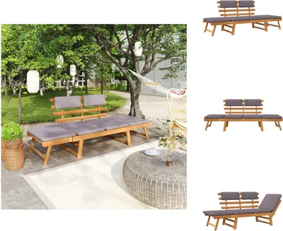 Obrázok produktu pre vidaXL záhradné lehátko 2 v 1 s vankúšom 190 cm z masívneho dreva akácie - Záhradné lavičky