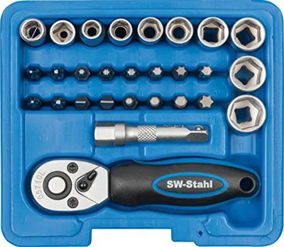Produktbild von SW-Stahl Steckschlüsselsatz S2143 145mm 80mm 40mm Chrom-Vanadium-Stahl 0,5 482kg 15g