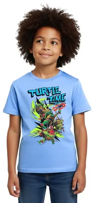 Produktbild von Spreadshirt TMNT Mutant Mayhem Turtle Time Kinder T-Shirt, 110/116 (5-6 Jahre), Himmelblau