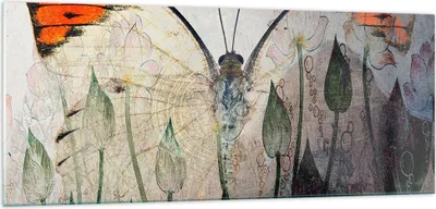 Produktbild von Bilder auf glas - Schmetterling Abstraktion - 100x40cm - Glasbilder - Wandbilder - Kunstdruck - zum Aufhängen bereit - Wanddekoration aus Glas - Glas Bilder - Wandbild auf Glas - GAB100x40-4081