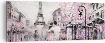 Produktbild von Bild auf Leinwand - Leinwandbild - Paris Weg Illustration eiffle - 140x50cm - Wand Bild - Wanddeko - Leinwanddruck - Bilder - Kunstdruck - Wanddekoration - Leinwand bilder - Wandkunst - AB140x50-3149
