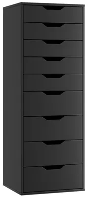 Produktbild von Kommode schwarz 9 Schubladen schmal 45 x 40 x 124 cm