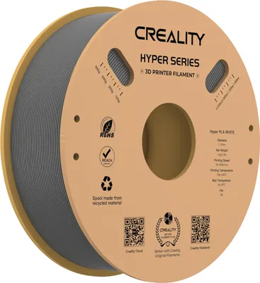 Produktbild von Creality Hyper-PLA Filament, offizielles Creality PLA Filament, 3D Drucker Filament für Hochgeschwindigkeitsdruck, Maßgenauigkeit +/-0.03 mm, 1 kg/Spule (Grau), für die meisten FDM 3D Drucker