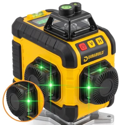 Productafbeelding van Kruislijnlaser 4D groen 16 lijnen 4 x 360 graden, zelfnivellerende laserwaterpas, afstandsbediening, 2 accu's, koffer, bereik 30 m, IP54, AI-gegenereerde afbeelding