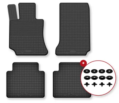 Produktbild von Gummi-Fußmatten für Mercedes E W212 2009-2016 (Limousine/Kombi/Coupé) – 4-tlg, Schwarz, Semi-Universal, angepasst – Wielganizator Semi-Universal