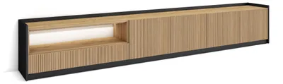 Immagine prodotto di Mobile TV Soggiorno, Ampio spazio a disposizione, 310x37x50 cm, Per TV fino a 80", Led, Stile moderno, Rovere e nero