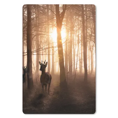 Produktbild von MuchoWow® Mauspad Mousepad Wald - Hirsche - Sonne - Bäume - Winter - Natur - Tiere 40x60 cm - Mousepads - Maus Mat - Pad - Mausunterlage - Schreibtisch Accesoire