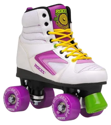 Immagine prodotto di Scarpe a rotelle Roces Quad Roces Kolossal, colore bianco/viola/giallo, taglia 33