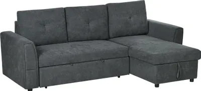 Produktbild von 3-Sitzer-Sofa mit Bettfunktion, Schlafsofa mit Chaiselongue, Polstersofa, Dunkelgrau