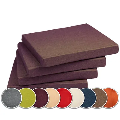 Produktbild von Sunnypillow 4er Set Stuhlkissen Polsterauflage Auflage für Stühle / Bänke in Haus und Garten Sitzkissen Sitzauflage Gartenkissen viele Farben zur Auswahl 40 x 40 x 3 cm Violett