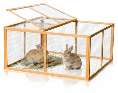 Immagine prodotto di Mucola conigliera per piccoli animali 120x120x59 cm recinto in legno ruspante conigliera gabbia per conigli