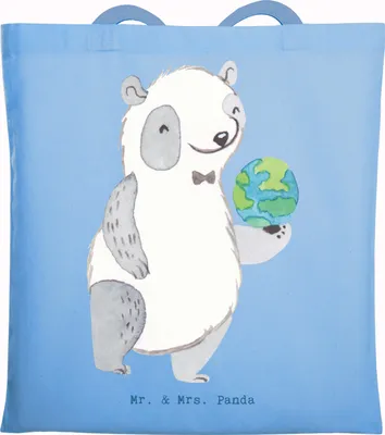Produktbild von Mr. & Mrs. Panda Tote Bag Touristikkaufmann Herz - Sky Blue - Geschenk, Tasche, Schultasche, Jutebeutel, Einkaufstasche, Laptoptasche