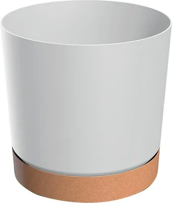 Produktbild von Blumentopf TUBO PM Kunststoff Ø 29,2 cm H 28,3 cm weiß inkl. inkl. braunem Untersetzer
