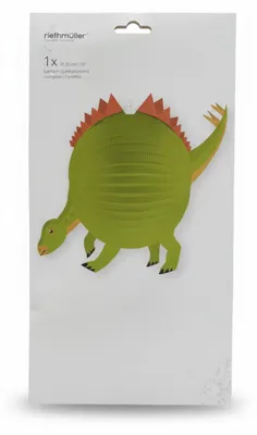 Zdjęcie produktu dla Lampion "Riethmüller Dino" o wysokości 25 cm, przedstawiający dinozaura Stegozaura, idealny na święto św. Marcina