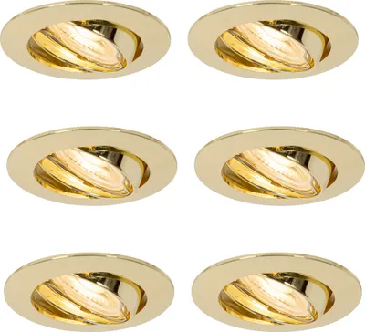 Zdjęcie produktu dla QAZQA – nowoczesny zestaw 6 wbudowanych reflektorów mosiężnych GU10 35 mm – salon I sypialnia – okrągłe stalowe – przystosowane do żarówek LED GU10