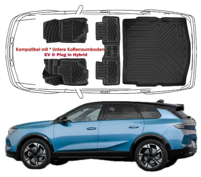Produktbild von 3D Auto Fußmatten & Untere Kofferraumwanne Set Kompatibel mit Opel Grandland 2.Gen EV & Plug-in-Hybrid ab 2024