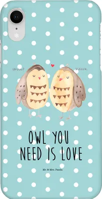 Produktbild von Mr. & Mrs. Panda Iphone XR Handyhülle Eulen Liebe - Türkis Pastell - Geschenk, Handy Case, Owl, Eule, Liebesspruch, Spruch, Premium Kunststoff