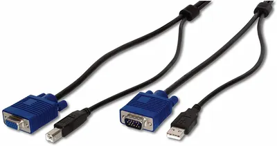 Immagine prodotto di Digitus AK-82301 Cavo KVM - 1 x USB maschio tipo A, 1 x VGA maschio HD-15 - 1 x USB maschio tipo B, 1 x VGA femmina HD-15 - Nero