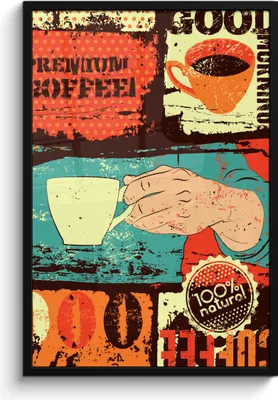 Produktbild von MuchoWow® MuchoWow® Gerahmtes Poster Kaffee - Collage - Vintage 60x90 cm - Poster mit zchwarzem Bilderrahmen - Kunst
