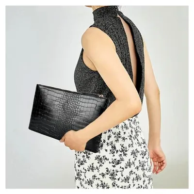 Produktbild von Damen Clutch Kroko-Imitation Umschlag Handtasche Herrenhandtasche Kosmetiktaschen Geldbörse mit Reißverschluss