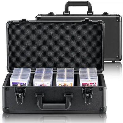 Immagine prodotto di Scatola di immagazzinamento VEVOR, 4 scomparti, custodia per carte collezionabili con divisori in schiuma e chiusura a chiave, 388 carte top loader o 999+ carte sciolte