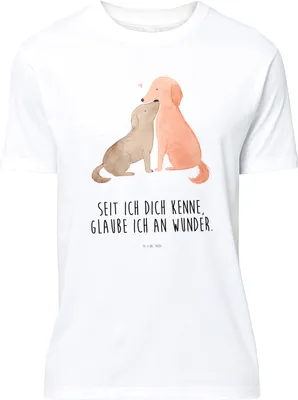 Produktbild von Mr. & Mrs. Panda T-Shirt Hunde Liebe - Weiß - Geschenk, mit Spruch, Sprüche, oberteil, Hund, Verliebt, Herz, Optimitisch, Tshirt, Vertrauen, S, Shirt