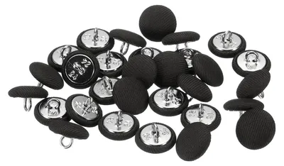 30 Stoffknöpfe 15 mm schwarz mit Metallschaft