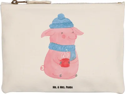 Produktbild von Mr. & Mrs. Panda Etui Schwein Glühwein Größe M - Weiß - Geschenk, Punsch, aufbewahrungstasche, Federmappe, Schlampermäppchen, Weihnachten, Pouch, Glühschwein