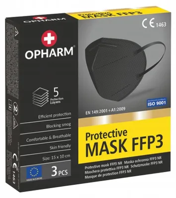 Produktbild von Opharm FFP3 Schutzmaske 3 Stück Schwarz