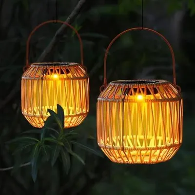 Produktbild von Solarlampen für Außen Hängend - Solar Laternen Rattan 2 Stück, Solar Lampions Außen Wetterfest, Solarleuchten für Garten Balkon Terrasse Deko