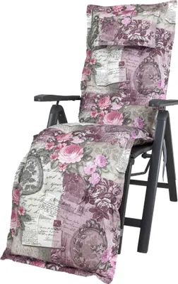 Produktbild von Auflage Relaxliege Rom 0798 rosa-grau Blumen Landhaus 170x50x9 cm KETTtex