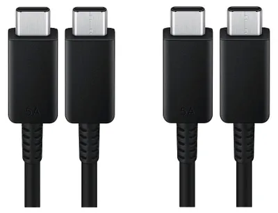 Produktbild von 2x Schnell-Ladekabel USB-C 1m 5A schwarz für Xiaomi Redmi Note 13 12S 12 11S 11 10S 10 9S 9 Pro + 5G beidseitig USB Typ C Anschluss