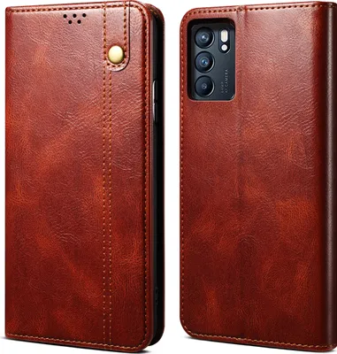 Produktbild von OPPO Reno6 5G Hülle, Leder Flip Brieftasche Schutzhülle für OPPO Reno6 5G Rot