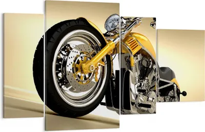 Produktbild von Bild auf Leinwand - Leinwandbild - Motorrad Chrom Rad - 120x70cm - Wand Bild - Wanddeko - Leinwanddruck - Bilder - Kunstdruck - Wanddekoration - Leinwand bilder - Wandkunst - DL120x70-0168