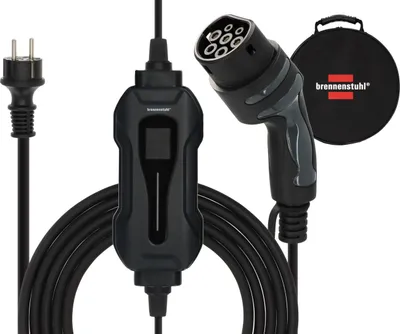 Produktbild von Ladegert Typ 2 Schutzkontaktstecker Kabel-L.8m 2,3kW schwarz IP44