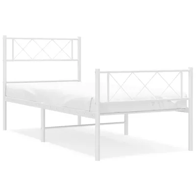 Produktbild von vidaXL Bettgestell mit Kopf- und Fußteil Metall Weiß 90x200 cm