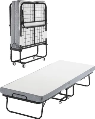 Immagine prodotto di Letto a scomparsa Letto pieghevole in metallo 79 cm - Con materasso in schiuma da 10 cm - Design salvaspazio - Ideale per ospiti e camere piccole