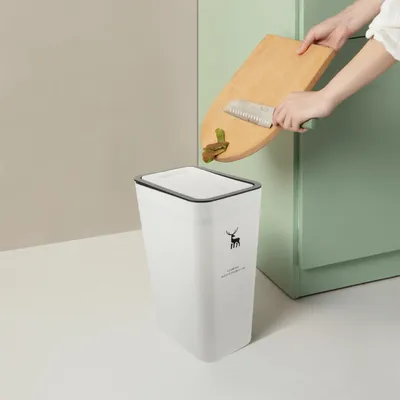 Produktbild von Kunststoffmüllbehälter 10L weiß für Küche Bad