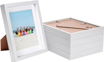 Produktbild von 5x weiß 8 "x 10" 3D Box Fotorahmen mit weiß 5 "x 7" montieren - stehend hängend handwerk schattenbild display - von nicola frühling