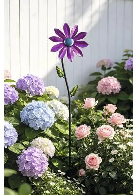 Produktbild von Gartenstecker Windrad Lafiora Sonnenblume Metall H 96 cm lila