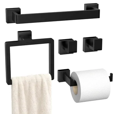 Productafbeelding van Badaccessoireset, gemaakt van roestvrij staal (SUS304), voor wandmontage, inclusief handdoekhouder