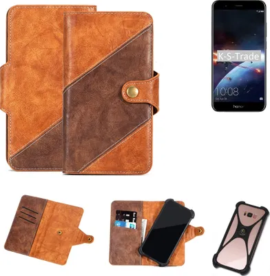 Produktbild von K-S-Trade Handy-Hülle Schutz-Hülle Bookstyle Case Wallet-Case kompatibel mit Huawei Honor 8 Pro Handy Cover Bumper Kantenschutz Smartphone